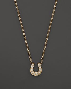 Zoe Chicco 14k Yellow Gold Pave Diamond Baby Horseshoe Necklace, 16