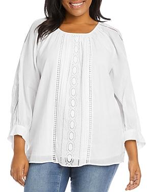 Karen Kane Plus Crochet Lace Inset Top