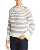 Marled X Olivia Culpo Striped Button-shoulder Sweater