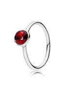 Pandora Ring - Sterling Silver & Glass July Birthstone Droplet