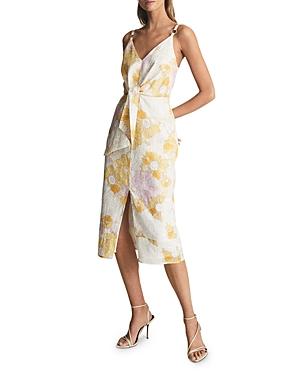 Reiss Kay Linen Tie Front Midi Dress