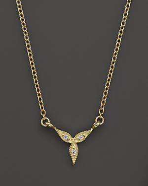 Mizuki 14k Yellow Gold Diamond Three Petal Necklace, 15