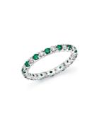 Diamond And Emerald Eternity Band In 14k White Gold - 100% Exclusive