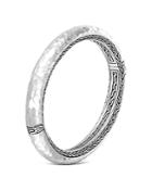 John Hardy Sterling Silver Classic Chain Hammered Medium Oval Hinged Bangle