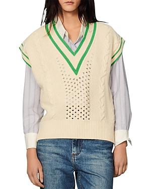 Sandro Valerian V-neck Wool & Cashmere Knit Top