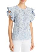 T Tahari Eyelet Flutter Sleeve Top