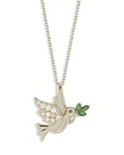 Bloomingdale's Tsavorite & Diamond Dove Pendant Necklace In 14k White Gold, 17 - 100% Exclusive