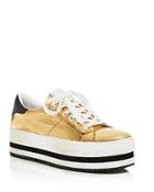 Marc Jacobs Grand Metallic Leather Platform Lace Up Sneakers