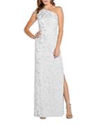 Aidan Mattox One Shoulder Column Gown