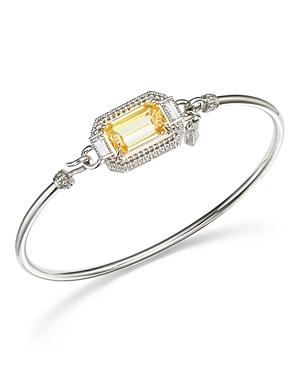 Judith Ripka Sterling Silver Avery Baguette Bangle With Canary Crystal Rock Crystal