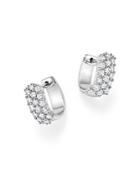 Diamond Huggie Hoop Earrings In 14k White Gold, 1.0 Ct. T.w. - 100% Exclusive