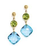 Peridot And Blue Topaz Drop Earrings In 14k Yellow Gold - 100% Exclusive