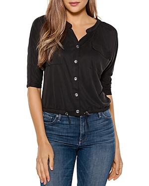 Belldini Three-quarter Sleeve Dolman Button Down Top