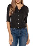 Belldini Three-quarter Sleeve Dolman Button Down Top