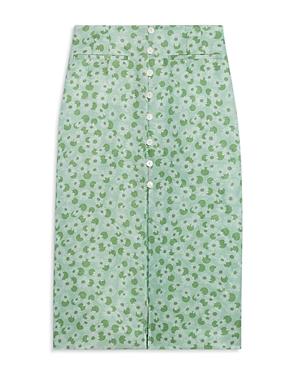Sandro Lavande Floral Print Midi Skirt