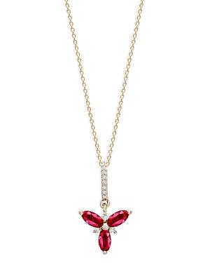 Bloomingdale's Ruby & Diamond Trio Pendant Necklace In 14k Yellow Gold, 18 - 100% Exclusive