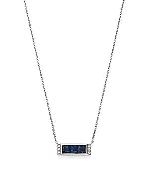 Bloomingdale's Blue Sapphire & Diamond Accent Bar Necklace In 14k White Gold, 17.5 - 100% Exclusive