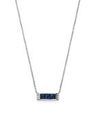 Bloomingdale's Blue Sapphire & Diamond Accent Bar Necklace In 14k White Gold, 17.5 - 100% Exclusive