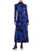 Proenza Schouler White Label Marbled Jersey Turtleneck Maxi Dress