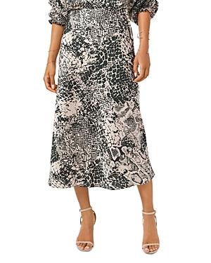 1.state Snake Print Midi Skirt