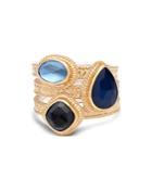 Anna Beck Sapphire & Hematite Layered Ring In 18k Gold-plated Sterling Silver