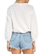 Elan V Neck Button Front Top