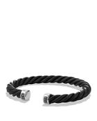 David Yurman Cable Classics Leather Cuff Bracelet In Black
