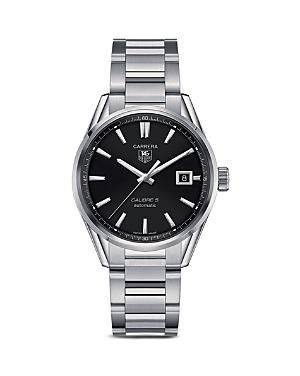 Tag Heuer Carrera Calibre 5 Stainless Steel And Black Dial Watch, 39mm