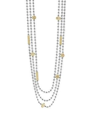 Lagos 18k Gold And Sterling Silver Three Strand Caviar Icon Beaded Necklace, 22