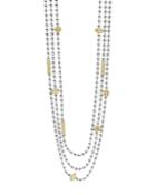 Lagos 18k Gold And Sterling Silver Three Strand Caviar Icon Beaded Necklace, 22