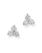 Roberto Coin 18k White Gold Three Stone Cluster Diamond Stud Earrings