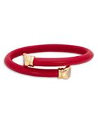 Marina B 18k Gold Trisolina Diamond Black Leather Coil Bracelet