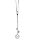 Bloomingdale's Cultured Freshwater Pearl & Diamond Long Drop Pendant Necklace In 14k White Gold, 16-18 - 100% Exclusive