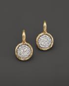 Pave Diamond Circle Drop Earrings In 14k Yellow Gold, .75 Ct. T.w.