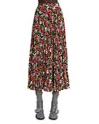 Christopher Kane Floral Pleated Midi Skirt