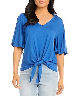 Karen Kane Flutter Sleeve Tie Front Top