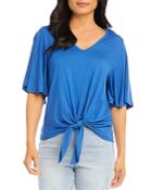 Karen Kane Flutter Sleeve Tie Front Top
