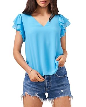 1.state Flutter Sleeve V Neck Top