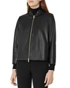 Reiss Beau Cropped Leather Jacket