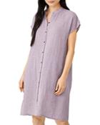Eileen Fisher Gingham Organic Linen Shirt Dress