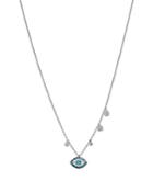 Meira T 14k White Gold Blue Sapphire & Diamond Evil Eye, Circle, Square & Teardrop Charm Necklace, 18