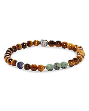 Jonas Studio Men's Sterling Silver, Tiger Eye, Turquoise & Lapis Beaded Bracelet