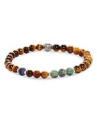 Jonas Studio Men's Sterling Silver, Tiger Eye, Turquoise & Lapis Beaded Bracelet