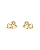 Suzanne Kalan 18k Yellow Gold Diamond Geometric Stud Earrings