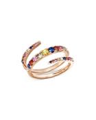 Bloomingdale's Multicolor Sapphire & Diamond Spiral Ring In 14k Rose Gold - 100% Exclusive