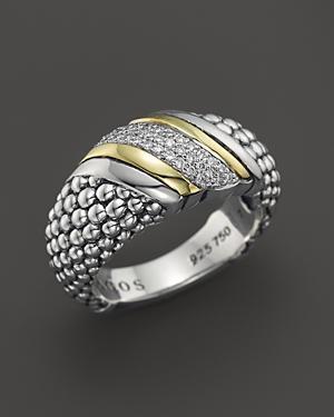 Lagos 18k Gold And Sterling Silver Diamond Wave Ring