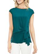 Vince Camuto Mixed Media Tie-front Top