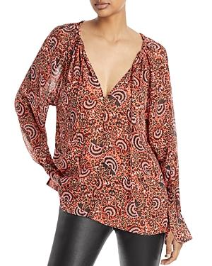 A.l.c. Bryce Silk Printed Tie Neck Top