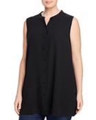 Eileen Fisher Plus Mandarin-collar Sleeveless Shirt