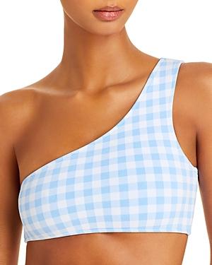 Frankies Bikinis Barb Gingham One Shoulder Bikini Top